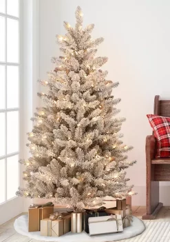 Budget 😉 Puleo International 4.5 Foot Pre-Lit Slim Flocked Franklin Fir 🔔 Christmas Tree 👍 -Wonderly Shop Belk 1724