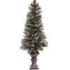 New 🥰 Puleo International 4 Foot Pre Lit Potted Glitter Pine Artificial 🔔 Christmas Tree 50 UL Listed Clear Lights 🛒 -Wonderly Shop Belk 1735