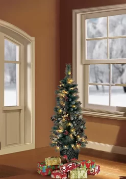 Deals 😍 Puleo International 4.5 Foot Pre-Lit Potted Sterling Pine Tree with 70 UL-Listed Clear Lights ⭐ -Wonderly Shop Belk 1744