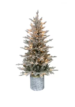 Cheapest 🔔 Puleo International 4.5 foot Pre-Lit Potted Flocked Scandinavian Fir Artificial 🎁 Christmas Tree with 70 UL-Listed Clear Lights ✨ -Wonderly Shop Belk 1759