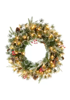 Promo ❤️ Puleo International 32" Pre-lit Glittery Wreath with Pine Cones & Berries ⌛ -Wonderly Shop Belk 1773