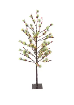 Best Sale 😍 Puleo International 4 Foot Red Berry Led Artificial Tree with 160 White Twinkle Light ⭐