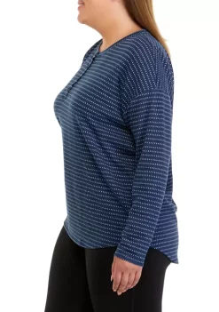 Deals 😀 Wonderly Studio Plus Size Long Sleeve Baby Terry Henley 👚 Shirt 💯 -Wonderly Shop Belk 179