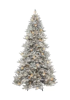 Discount 😍 Puleo International Pre-lit Flocked Royal Majestic Spruce PE/PVC Tree 🛒