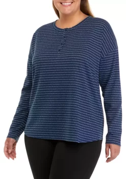 Deals 😀 Wonderly Studio Plus Size Long Sleeve Baby Terry Henley 👚 Shirt 💯 -Wonderly Shop Belk 180