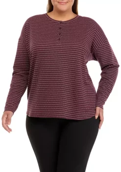 Deals 😀 Wonderly Studio Plus Size Long Sleeve Baby Terry Henley 👚 Shirt 💯 -Wonderly Shop Belk 181