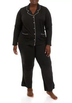 Best deal 🧨 Wonderly Plus Size Lush Notch Collar Pajama Set 😀