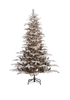 Cheap 👏 Puleo International 7.5 Foot Pre-Lit Arctic Fir Flocked Artificial ❄ Christmas Tree 700 UL-Listed Clear Lights ✨ -Wonderly Shop Belk 1837