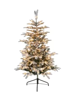 Wholesale 🌟 Puleo International 4.5 Foot Pre Lit Flocked Aspen Fir Artificial ❄ Christmas Tree with 250 UL-Listed Clear Lights ⭐