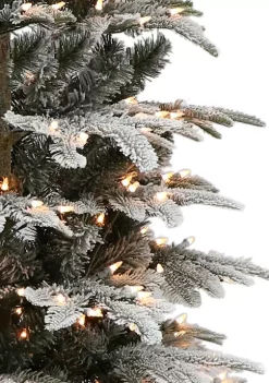 Cheap ✨ Puleo International 7.5 Foot Pre Lit Slim Flocked Aspen Fir Artificial 🎄 Christmas Tree with 450 UL Clear Lights ✔️ -Wonderly Shop Belk 1867