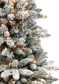 Best Pirce 🎉 Puleo International 4.5 Foot Pre Lit Flocked ‎Birmingham Fir Artificial 🎄 Christmas Tree with 150 UL Listed Lights 😉 -Wonderly Shop Belk 1893