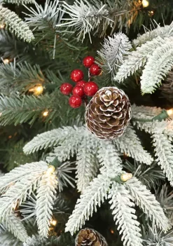 New ❤️ Puleo International Pre-lit Slim Flocked Halifax Fir Tree 👏 -Wonderly Shop Belk 1900