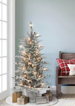 Buy 👍 Puleo International Pre-lit PE/PVC Flocked Tree 🥰 -Wonderly Shop Belk 1911