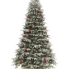 Budget 😉 Puleo International Pre-lit Flocked Halifax Fir Tree with Pine Cones & Red Berries 🧨 -Wonderly Shop Belk 1929