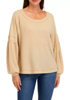 New ⌛ Wonderly 👩 Women's Long Sleeve Waffle Knit Top ⌛