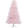 Promo 👍 Puleo International 7.5 Foot Pre Lit Shiny White Noble White Artificial 🔔 Christmas Tree 500 UL Listed Clear Lights ✔️