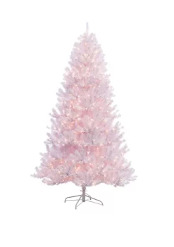 Promo 👍 Puleo International 7.5 Foot Pre Lit Shiny White Noble White Artificial 🔔 Christmas Tree 500 UL Listed Clear Lights ✔️