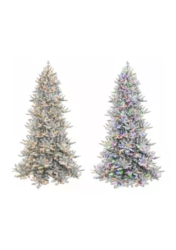 Cheap 🤩 Puleo International Pre-lit Flocked Royal Majestic Douglas Fir Downswept Tree 🥰