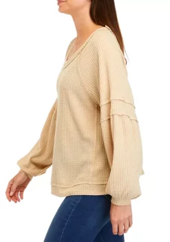 New ⌛ Wonderly 👩 Women's Long Sleeve Waffle Knit Top ⌛ -Wonderly Shop Belk 195