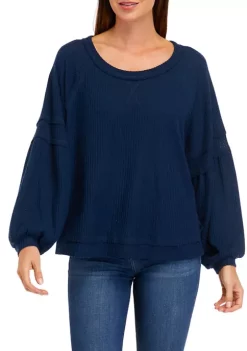 New ⌛ Wonderly 👩 Women's Long Sleeve Waffle Knit Top ⌛ -Wonderly Shop Belk 196