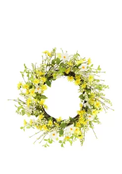 New ❤️ Puleo International 24 inch Artificial Daisy and 🐶 Dogwood Wreath 🔥