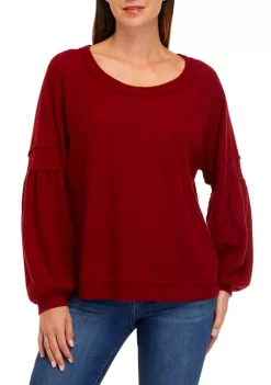 New ⌛ Wonderly 👩 Women's Long Sleeve Waffle Knit Top ⌛ -Wonderly Shop Belk 200