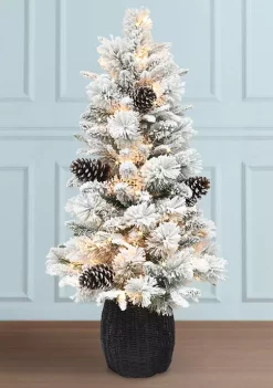 Flash Sale 🎁 Puleo International Pre-lit Flocked Potted Tree ❤️ -Wonderly Shop Belk 2006