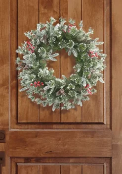 Top 10 💯 Puleo International 24 in. PE/PVC Decorated Wreath with Pine Cones & Berries 🎁 -Wonderly Shop Belk 2010