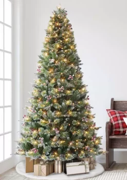 Discount ⌛ Puleo International Pre-Lit Frosted Berry Spruce PE/PVC Tree 😀 -Wonderly Shop Belk 2043