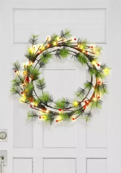 Best Pirce 👏 Puleo International 24 in Pre-Lit Wreath with Glitter Accents 🔔 -Wonderly Shop Belk 2109