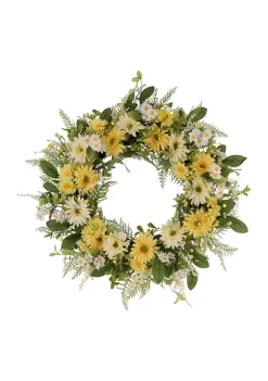 Wholesale 🛒 Puleo International 30 Inch Artificial Chrysanthemum and Daisy Floral Spring Wreath ✨