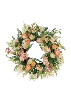Promo 💯 Puleo International 24 Inch Artificial Rose and Hydrangea and Floral Spring Wreath ✨ -Wonderly Shop Belk 2140