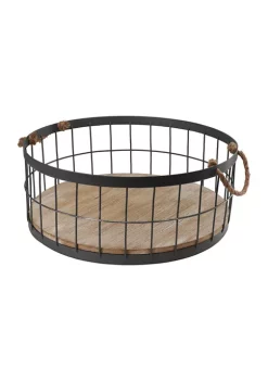 Cheap 🔔 Puleo International Set of 2 Wire Baskets with Wooden Base and Handles 👍 -Wonderly Shop Belk 2150