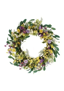 New 😉 Puleo International 30 Inch Artificial 🐕 Dogwood and Daisy and Poppy Floral Spring Wreath 💯