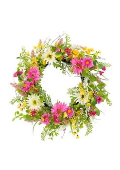 Budget ⌛ Puleo International Artificial Chrysanthemum Floral Spring Door Wreath ✔️ -Wonderly Shop Belk 2181