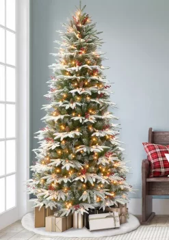 Top 10 ❤️ Puleo International Pre-lit Slim Flocked Halifax Fir Tree 🔥 -Wonderly Shop Belk 2190