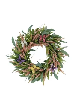 Best deal 🧨 Puleo International 24 Inch Artificial Salix Leaf With Butterfly Floral Spring Wreath 🔥 -Wonderly Shop Belk 2207