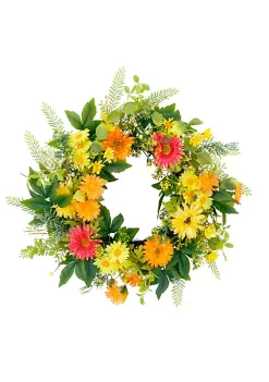 Best deal 🔥 Puleo International Artificial Chrysanthemum Floral Spring Door Wreath 🎉