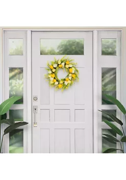 Deals 🔥 Puleo International Artificial Tulip Floral Spring Door Wreath 😉 -Wonderly Shop Belk 2309