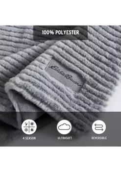 Coupon 😉 Eddie Bauer Corduroy Stripe Solid Microfleece Reversible Throw Blanket 🔔