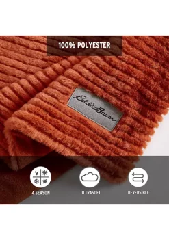 Coupon 😉 Eddie Bauer Corduroy Stripe Solid Microfleece Reversible Throw Blanket 🔔 -Wonderly Shop Belk 2346
