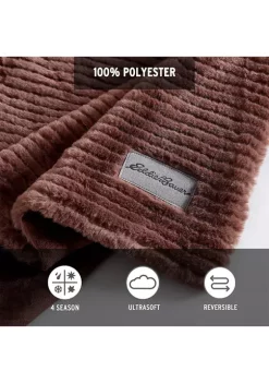 Coupon 😉 Eddie Bauer Corduroy Stripe Solid Microfleece Reversible Throw Blanket 🔔 -Wonderly Shop Belk 2347