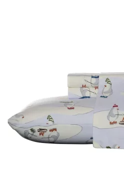 Flash Sale ⌛ Eddie Bauer Skating Penguins Flannel Sheet Set 💯 -Wonderly Shop Belk 2621