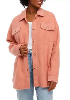 Hot Sale 👍 Wonderly 👩 Women's Long Sleeve Terry Shacket 🤩 -Wonderly Shop Belk 274