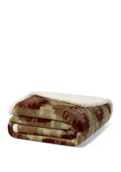 Buy 💯 Eddie Bauer Copper Creek Sherpa Throw Blanket ✔️ -Wonderly Shop Belk 2745