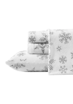 Budget 💯 Eddie Bauer Tossed Snowflake Plush Sheet Set 😉 -Wonderly Shop Belk 2853