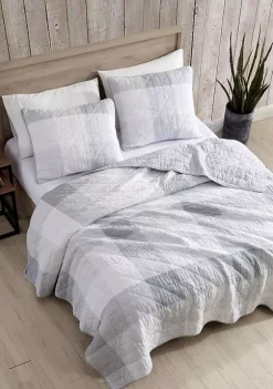 Budget 😀 Eddie Bauer Boulder Plaid 3-Piece Cotton Quilt Set 🔥 -Wonderly Shop Belk 2892