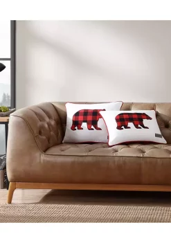 Best Sale 🛒 Eddie Bauer Cabin Plaid Bear 100% Cotton Canvas- 2 Piece- Pillow Cover Set ⭐ -Wonderly Shop Belk 2913