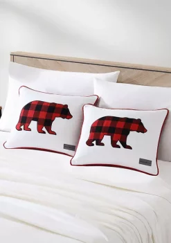Best Sale 🛒 Eddie Bauer Cabin Plaid Bear 100% Cotton Canvas- 2 Piece- Pillow Cover Set ⭐ -Wonderly Shop Belk 2914