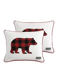 Best Sale 🛒 Eddie Bauer Cabin Plaid Bear 100% Cotton Canvas- 2 Piece- Pillow Cover Set ⭐ -Wonderly Shop Belk 2915